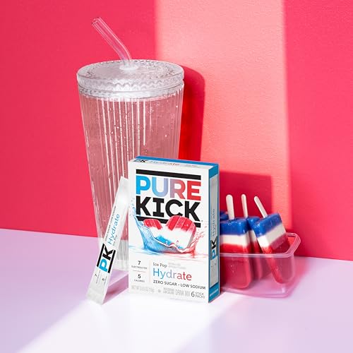 Image of Pure Kick Hydration Singles To Go Drink Mix, Ice Pop, Includes 12 Boxes with 6 Packets in each Box, 72 Total Packets