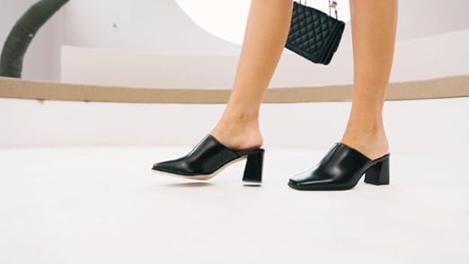 Amazon.com | Trish Lucia Womens Chunky Stacked Heel Mules Closed