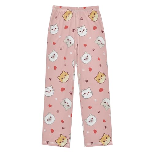 Cute Cats Heart Paw Boys Pants for Kids Jogger Pants with Pockets S-XL