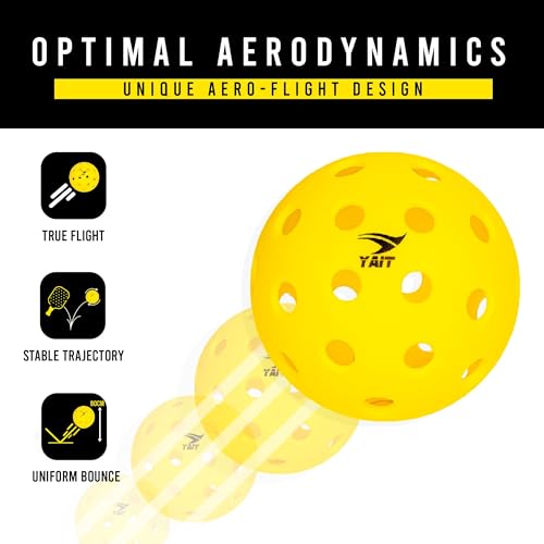 Image of Gee-Max Pickleball Ball (Pack of 6) | 40 Hole Outdoor Ball for Tournament Play | Perfectly Balanced, Durable PP Material, True Flight | AIPA Approved Pickleball (Yellow)