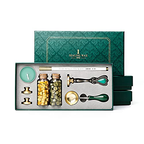 Sokg Kit de selos de cera retrô para selar Contas de cera Colher de derretimento de cera Selo de cer