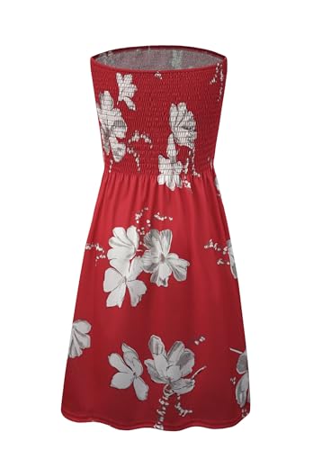 Image of Zyyfly Summer Strapless Dress for Women Tube Top Sundress Casual Beach Cover Ups