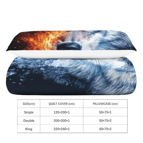 Housse de couette loup en microfibre 135x200 cm avec fermeture éclair pour lit simple - 4