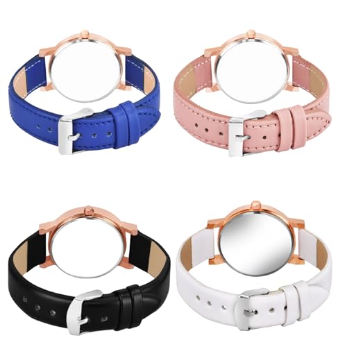 Image of Multicolor Flower Dial Leather Strap Gifts for Women Formal Girl's and Women's Watch Women's Analog Combo Watch for Women (Pack of 4)