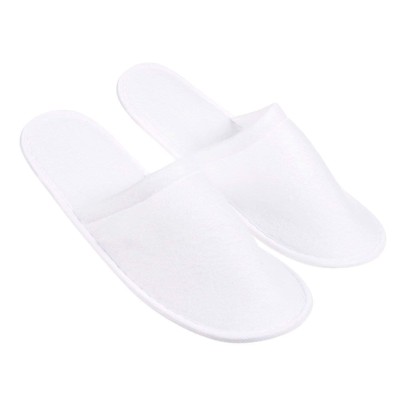 Lot de 24 Paires de Chaussons Jetables pour Hôtel et Spa, Blancs | Pantoufles Fermées Antidérapantes pour Invités, Maison, Voyage, Salon de Beauté, Hommes et Femmes
