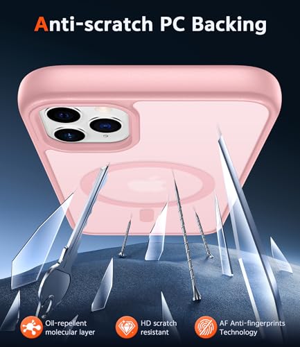 Image of FNTCASE for iPhone 11 Pro-Max Case: Matte Magnetic Phone Cases Compatible with Magsafe Slim Anti Yellowing Military Grade Drop Protection Rugged Protective Translucent Cell Phone Cover (C-Pink)