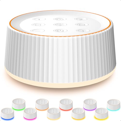 Image of BGOVERSS White Noise Machine, 26 Hi-Fi Soothing Sounds & 10 Colors Night Light Sound Machine for Sleeping Adults, Baby & Kids, Portable Sleep Machine with 6 Timers, Noise Canceling for Home Office
