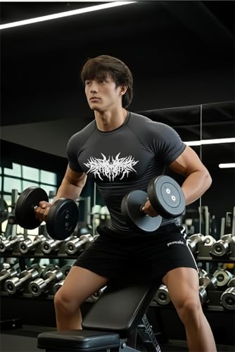 Image of Men Polyster Lycra Printed Half Sleeves Compression T-Shirt for Gym