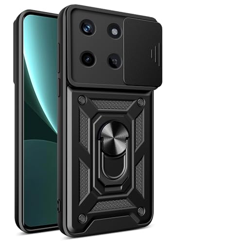 JayModCase Funda para OPPO Realme 11 4G Carcasa con Protección Militar Antigolpes, Cubierta de Cámara Deslizante y Soporte de Anillo Giratorio 360° Case for Realme 11 4G - Negro