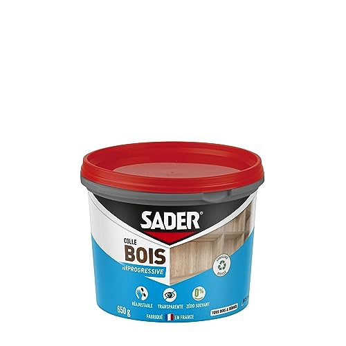 Sader Colle à Bois Prise Progressive – Colle Vinylique Bois Intérieur – Colle Forte pour Tous Bois et Dérivés –Transparente après Séchage – Sans...