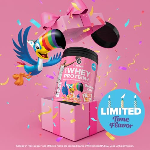 Image of Six Star Whey Protein Powder Plus | Muscle Building & Recovery Plus Immune Support | Muscle Builder for Men & Women | Kellogg's Froot Loops Birthday Cake Flavor | 1.5lb