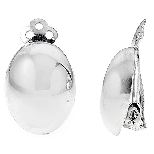 Ritastephens Sterling Silver Polished Clip-on Earrings (Round or Oval)