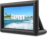 KOKEBREN Inflatable Projector Screen, 14FT Portable Blow Up Projector Screen, Front & Rear Projection, with Rope, Air Blower, Ground Nails and Carry Bag, for Football, Backyard, Theater