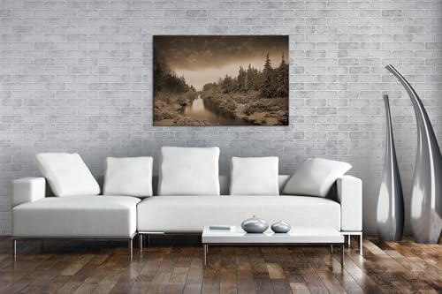 Tableau d'hiver violet sur cadre en bois véritable 100x70 cm premium