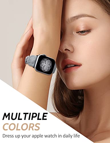Image of Minyee Compatible with Apple Watch Band Braided 41mm 40mm 38mm 42mm 44mm 45mm 46mm 49mm Women,Solo Loop Stretchy Slim Elastic Woven Cute Bracelet Strap for iWatch Series 10 9 Ultra SE 8 7 6 5 4 3 2 1