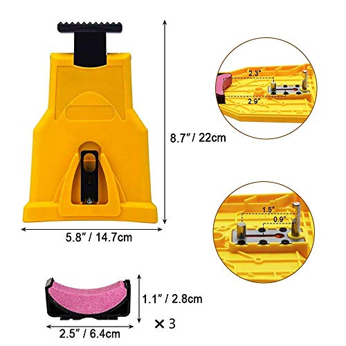MQ Chainsaw Sharpener, Chain Saw Blade Sharpener with 3 Pcs Whetstone Portable Universal Easy Fast Chainsaw Teeth Sharpening Stone Grinder Tools Fit for 14 16 18 20 Inch Chain Saw Bar with Two Holes - Thumbnail 4