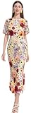 Size Guide-US Size: Xsmall=US 0-2,Small=US 4-6, Medium=US 8-10, Large=US 12-14, X-Large=US 16-18,XX-Large=US 20-22. Features: Short sleeves, round neck, 3D embroidered flowers, mesh, fishtail bodycon maxi dress. A must-have in women's wardrobe Design...