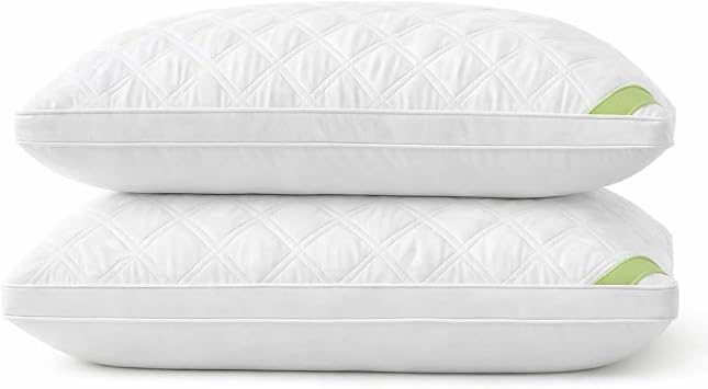 DBOZE Diamond-Stitched Hotel Plush Pillows 100% Cotton Cover, Soft & Supportive, 2-Pack Queen,White