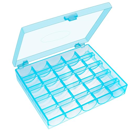 2 Pack 25 Slots Empty Bobbins Spools Box, Sewing Craft Plastic Case Storage Box for Sewing Machine