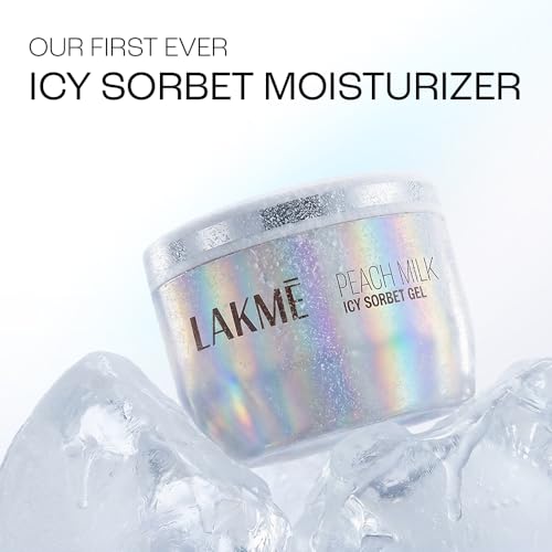 Image of Lakmē Peach Milk Icy Sorbet Gel: First Ever Cooling Face Moisturizer with 2% Pro-Ceramides, Peptides & Pentavitin for Instant Ice-Plunge Glow & 24hr Barrier Repair - Non-Sticky, Lightweight, 200g