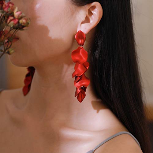 Image of Acrylic Rose Petal Drop Dangle Earrings Bohemian Resin Square /Oval /Hoop /Flower /Heart Statement Earrings for Women Gifts