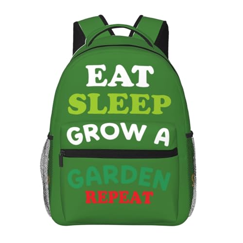Eat Sleep Grow A Garden Repeat Bag Large Capacity 15.7 Inch Backpack Funny Polyester Adjustable Laptop Backpacks
