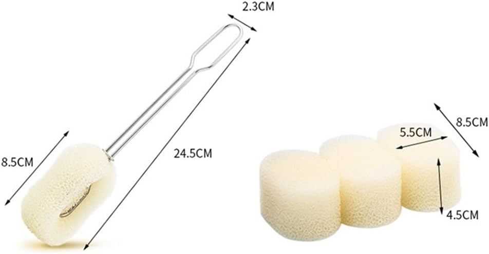 Sponge Bottle Brushes Cup Scrubber Long Stainless Steel Handle Wineglass Cleaner Replaceable Kitchen Cleaning Tools