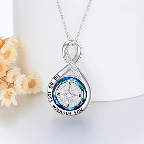 TOUPOP Compass Necklace for Women Sterling Silver I'd be Lost without You Necklaces Wedding Anniversary Jewelry Graduation Birthday Gifts for Her Wife Girlfriend3