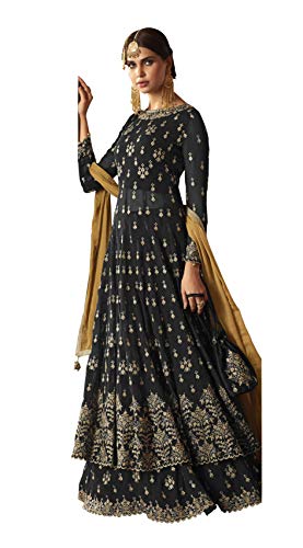 Fabzara Women's Faux Georgette Semi-stitched Salwar Suit (FZ_59001_Mohini-6_Black_Free Size)