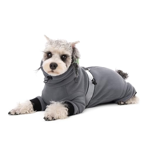 BT Bear Warme Mäntel für kleine Hunde, verstellbarer Fleece-Overall mit D-Ring, Wintermantel für kleine Hunde, Hellgrau, Größe S