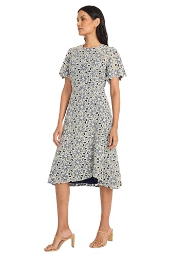 Maggy London Women's Blooming Trellis Lace High Low Midi Scalloped Short Sleeve a Line Wedding Guest Cocktail Dress2