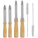 Lot de 4 emporte-pièces en acier inoxydable avec poignée en bois pour couvercles en plastique et tasses à limonade, outils de poterie multifonctions pour sculpter et percer le couvercle de boisson (2 tailles incluses