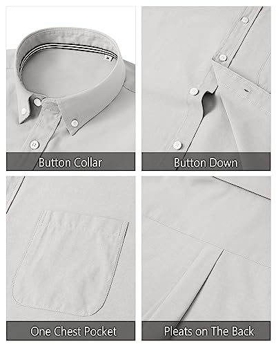 Image of J.VER Men's Oxford Shirt Solid Casual Button Down Collar Shirts Long Sleeve Dress Shirts with Pocket