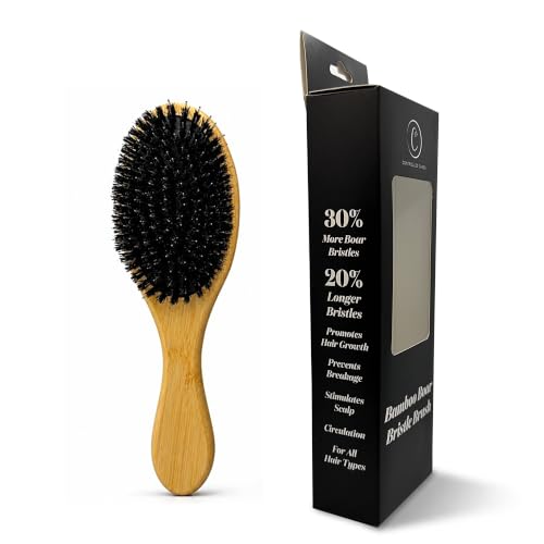 Controlled Chaos Boar + Nylon Bristle Hair Brush–Wooden Bamboo Hair Brush for Women & Men, Detangling Brush for Any Hair Type