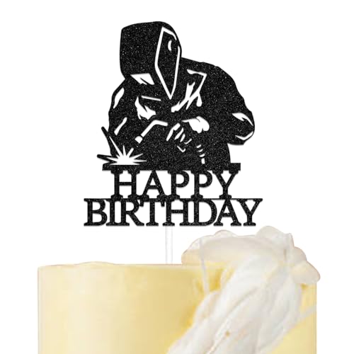 Welder Happy Birthday Cake Topper, Soldering Party Cake Decoration, Funny Birthday Party...