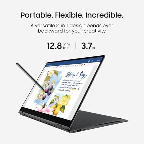 Samsung 16” Galaxy Book5 Pro 360 Copilot+ PC, AI Business Laptop, Windows 11 Pro, Intel Core Ultra 7 Processor 256V, 3K AMOLED Touchscreen, 16GB / 512GB, 120HZ, 2025 Model, NP964QHA-KG1US, Gray — view 3