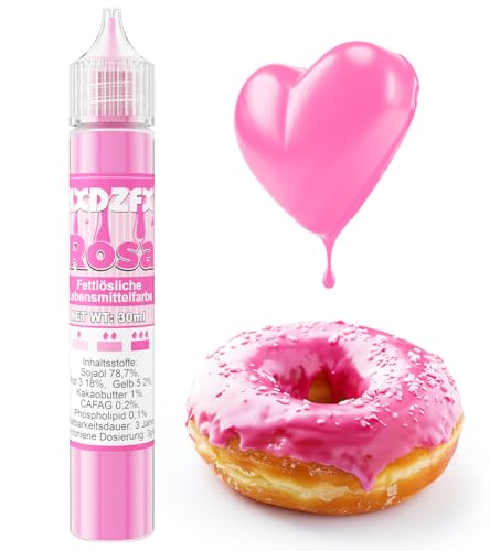 Fettlösliche Lebensmittelfarbe - 30ml Konzentrat Ölbasis Lebensmittelfarben für Schokolade, Lebensmittelfarbset Farbstoff für Tortendeko, Fondant, Buttercream, Backen, Kunsthandwerk (Rosa)