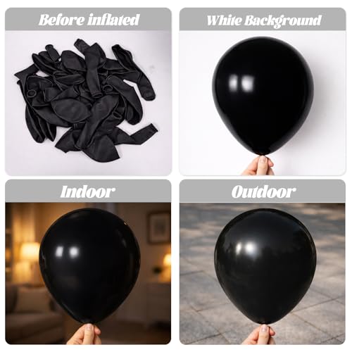 Image of Voircoloria 90pack Black Balloons Different Size 18 /12 /10 /5 Inch Black Balloon Garland Arch Kit for Graduation, Wedding, Birthday, New Year, Baby Shower, Anniversary, Holiday Party Decorations