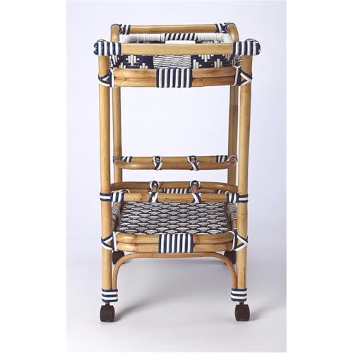 Islandlivingrattanbarcartinblueandwhite  Urban Country Home Decor Island living rattan bar cart in blue and white  urban country home decor