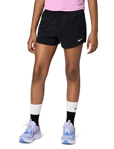 Nike Girl's One Dri-Fit High-Waisted Woven Training Shorts, Black/White, Large