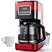 GASTRORAG 10 Tassen Tropfkaffeemaschine, Touchscreen, programmierbar mit Glaskaraffe, Edelstahl-Finish, Rot