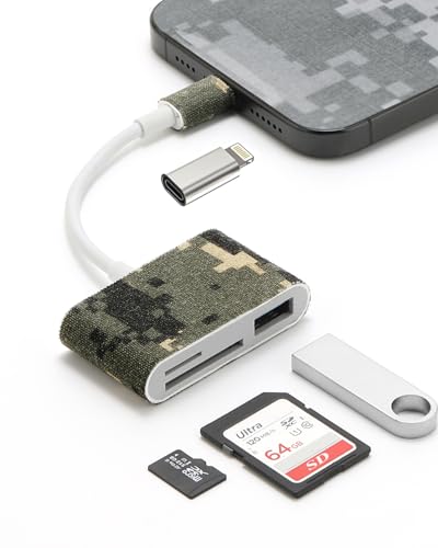 Trail Camera Card Viewer: Quickly View Backup Save Deer Hunting Photos & Videos, Hunters Trail & Game Camera SD Card Reader for iPhone 17 Pro Max or Earlier and Android (Electronic Camouflage)