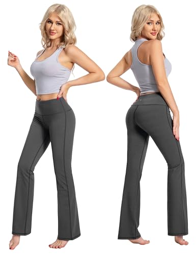 Image of BUBBLELIME 29 inch /31 inch /33 inch /35 inch /37 inch 3 Styles Women's High Waist Bootcut Yoga Pants Basic /Side Pockets Tummy Control Workout Flared