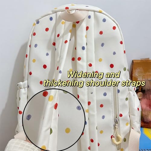 Colorful Polka Dot Backpack with Embroidered Dog Design - Waterproof Nylon Material and Transparent Layer (Scarf Puppy)4