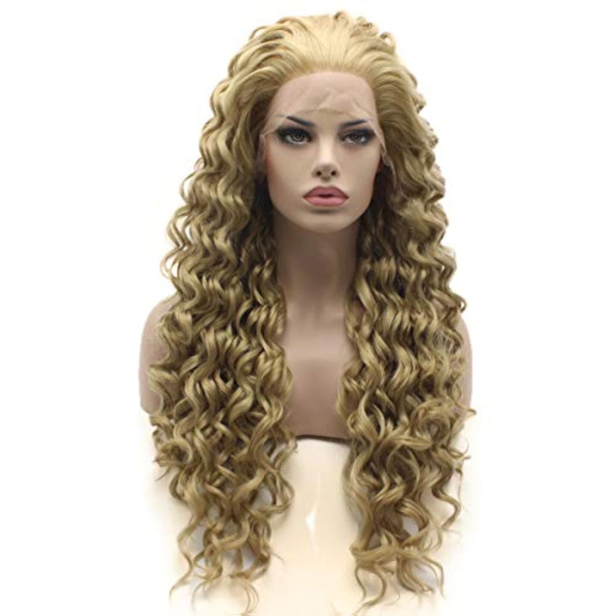 Hair Long Kinky Curly Ash Blond Wig