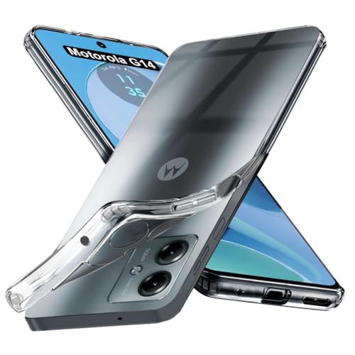 Image of Fashionury Shockproof Crystal Clear Back Cover Case for Motorola Moto G14 | Raised Bumps for Camera & Screen Protection | Transparent Back Cover Case for Motorola G14 / Moto G14