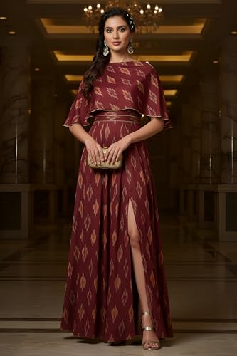 Image of Cotton Pochampally ikat unstitched blouse, Kurthi, long frock fabric material for women (1 meter, 2 meters & 3 meters)