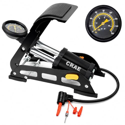 Image of CRAE Professional Foot Operated Air Pump | High-Pressure Manual Tyre Inflator with Gauge for Car, Bike & Cycle.