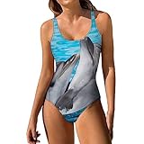 FUCVNPZ Rückenfreier einteiliger Badeanzug, verspielte Delfin-Badeanzüge für Frauen, Surfen, Tauchen, Verspielte Delfine, L