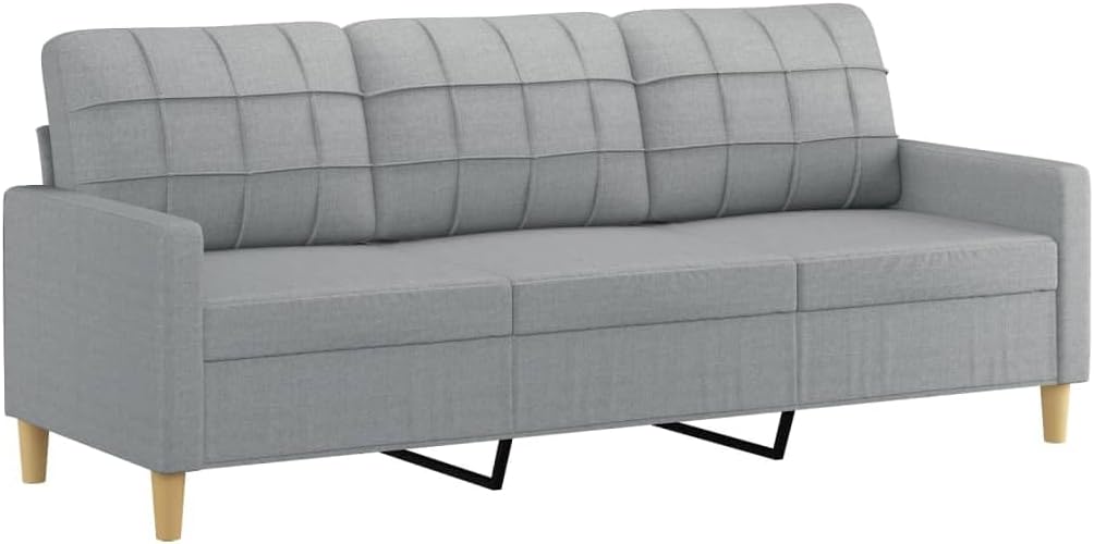 3-Seater Sofa with Footstool Light Grey Living Room Furniture